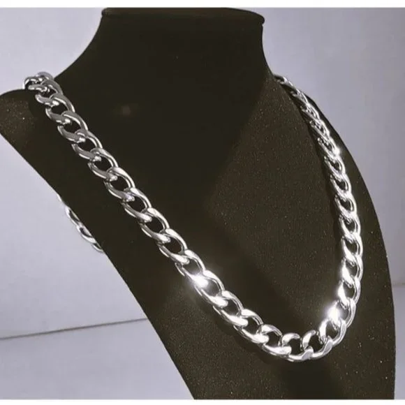 24 Mens Cuban 18K White Gold Necklace Miami Chain Link Style Jewelry 24 in 12mm